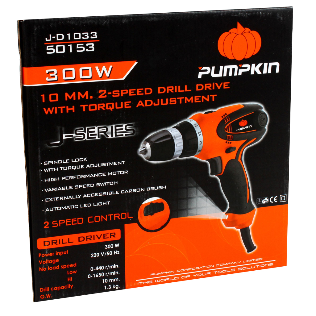 สว่านไฟฟ้าปรับแรงบิด J-D1033 PUMPKIN 3หุน 300W