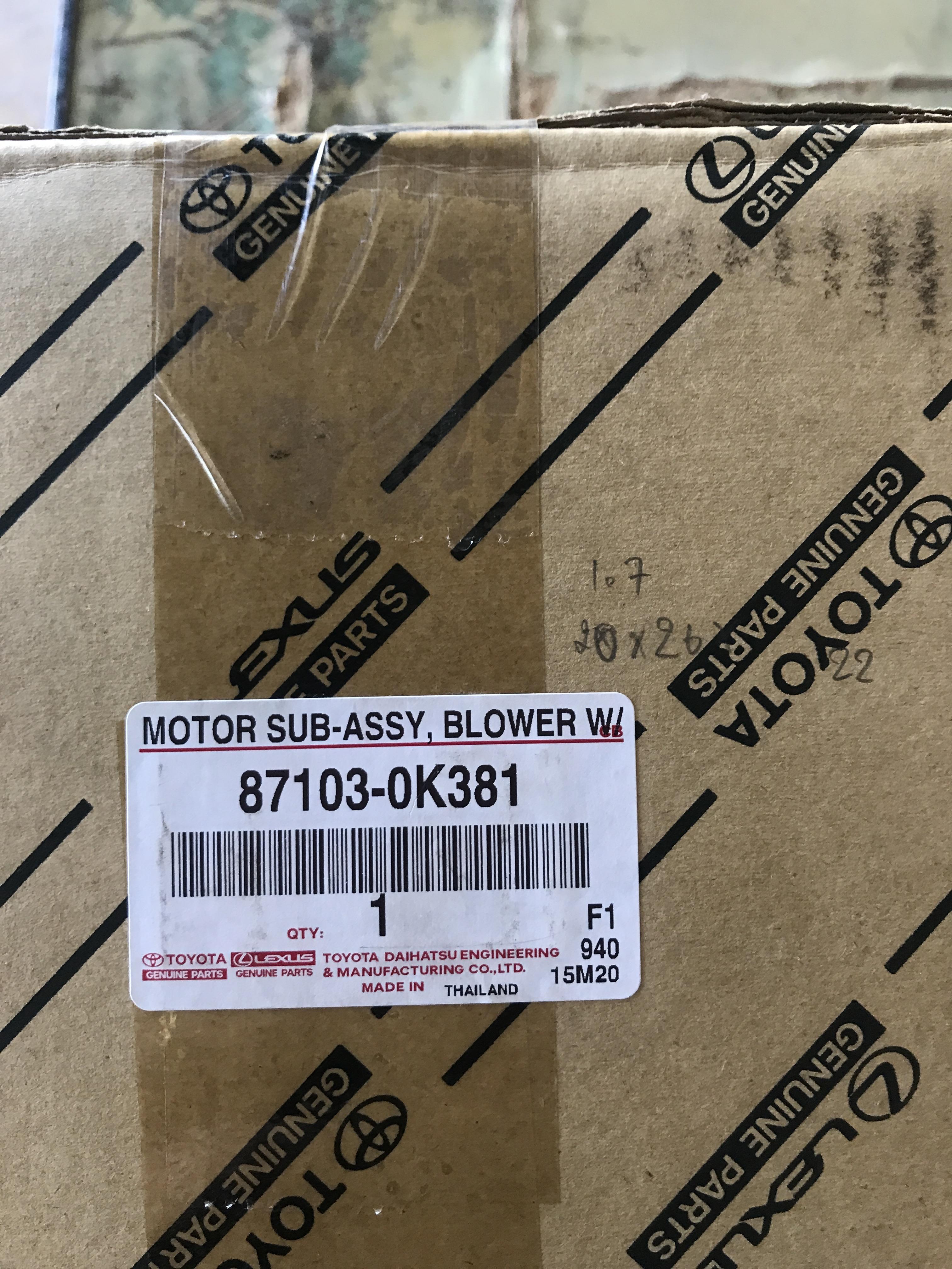 โบลเวอร์ มอเตอร์ โตโยต้า รีโว่ ฟอร์จูนเนอร์ 2015 - 2019 แท้เบิกศูนย์ BW0075 Blower Motor Toyota Hilux Revo Fortuner GUNUINE PARTS 87103-0k381 พัดลมแอร์ โบเวอร์ แท้ห้าง
