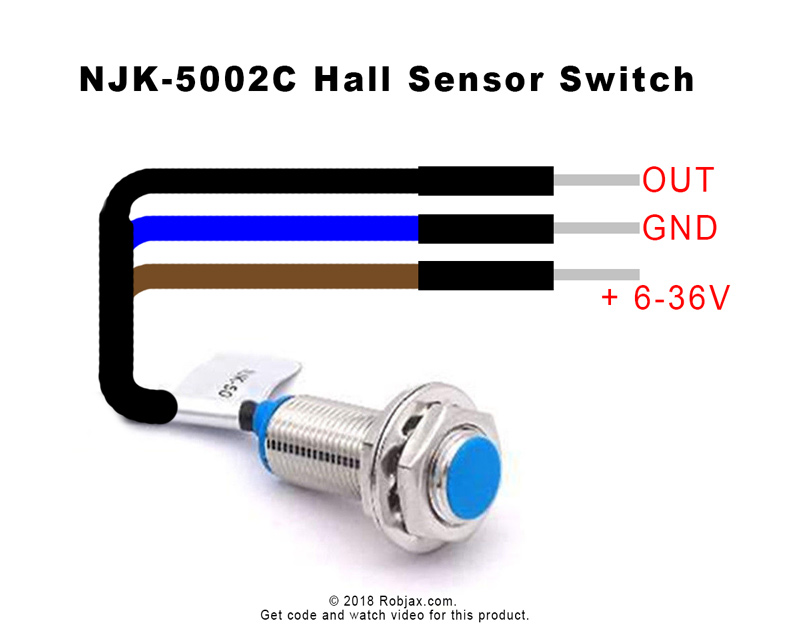 Hall Sensor Proximity Switch รุ่น NJK-5002C NPN Three-wire Normally Open Magnet M12