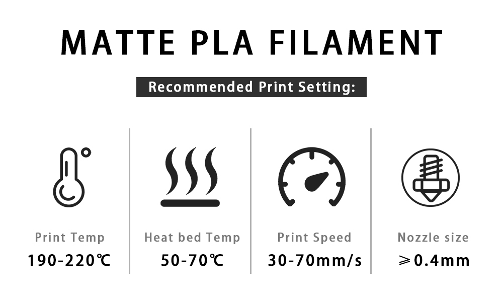 ZIRO Matte PLA Filament + มากกว่า 11 สี + 1.75mm, 1kg