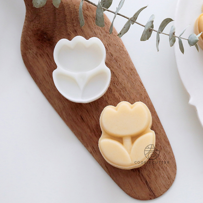 เซ็ตพิมพ์กดขนม เซ็ตพิมพ์กดคุกกี้ ลายทิวลิป Fresh little tulip 20-30 กรัม