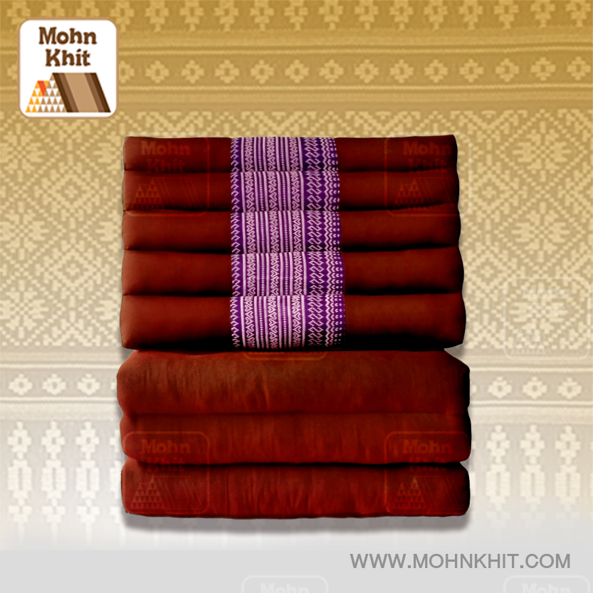 หมอนสามเหลี่ยมตัดต่อแต่งลาย15ช่องติดเบาะ3 พับ //56x180x36cm Tri-angle Cotton kapok 100%Traditional Floor Cushions 15holes with 3part of mattress.