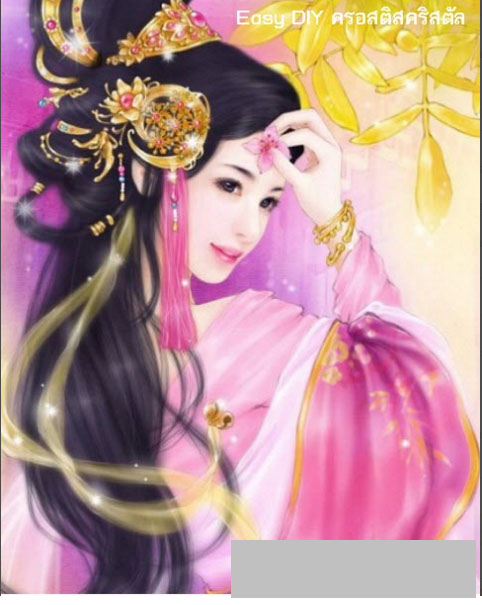 อุปกรณ์งานฝีมือ diy ครอสติสคริสตัลรูปหญิงสาวผู้มีใบหน้าแสนงดงาม