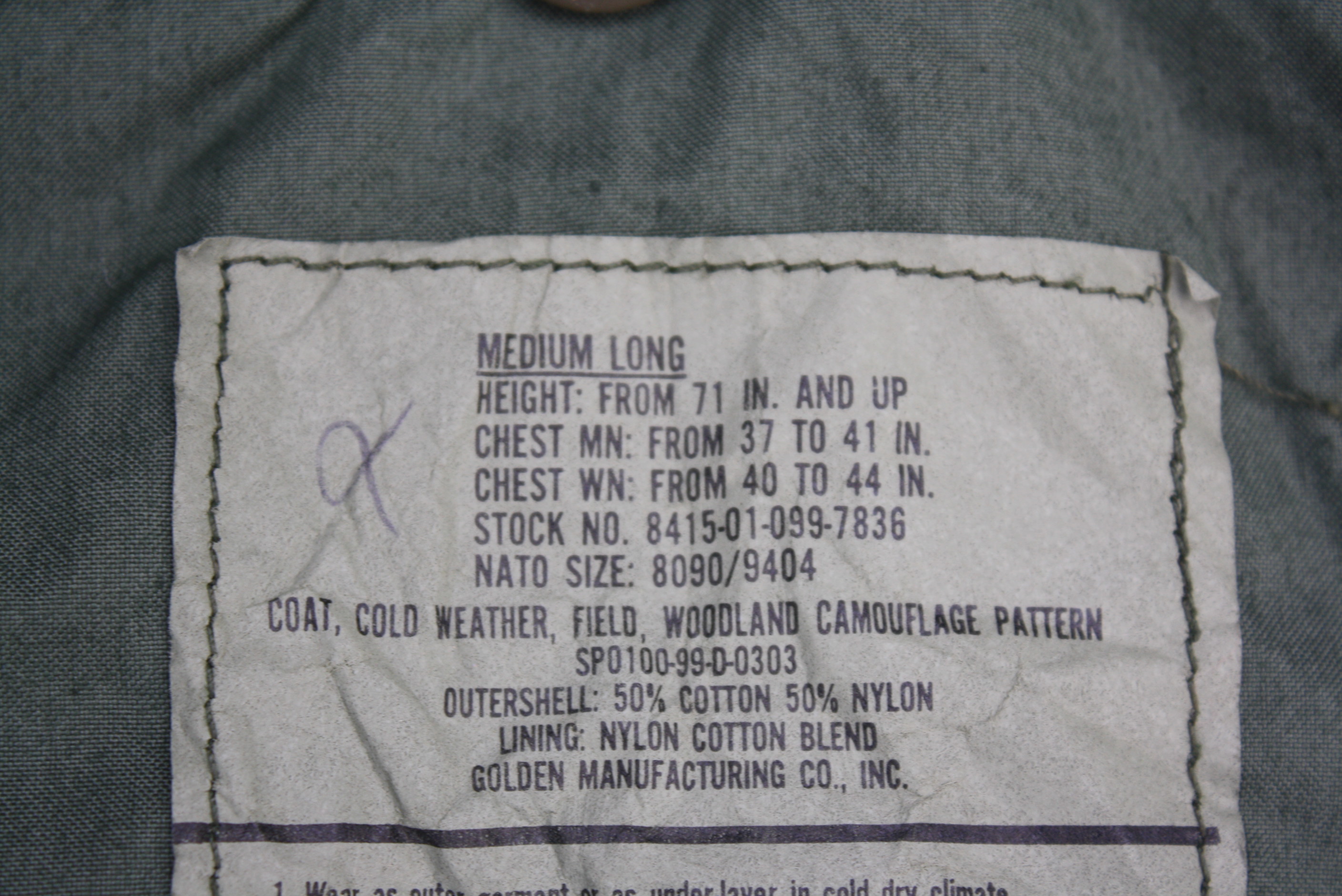 เสื้อทหาร M65 ลายพราง woodland Medium Long