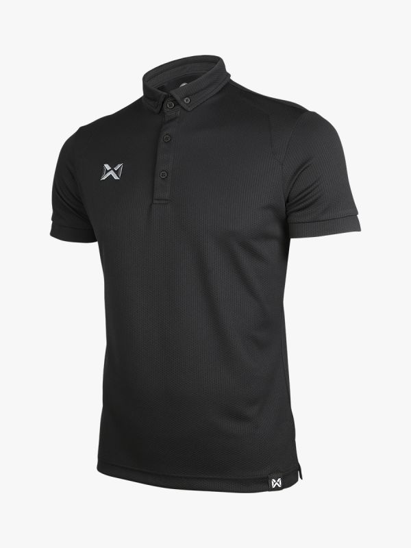 WARRIX ( วอริกซ์ ) WA-3324 BUBBLE POLO SPORT ลิขสิทธิ์แท้ 100% เสื้อโปโลสปอร์ต เสื้อคอกปก สีดำ