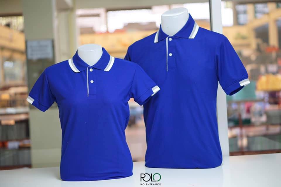 PL POLO เสื้อโปโล เสื้อคอปก เสื้อยูนิฟอร์ม สีน้ำเงินขลิบปกใหญ่