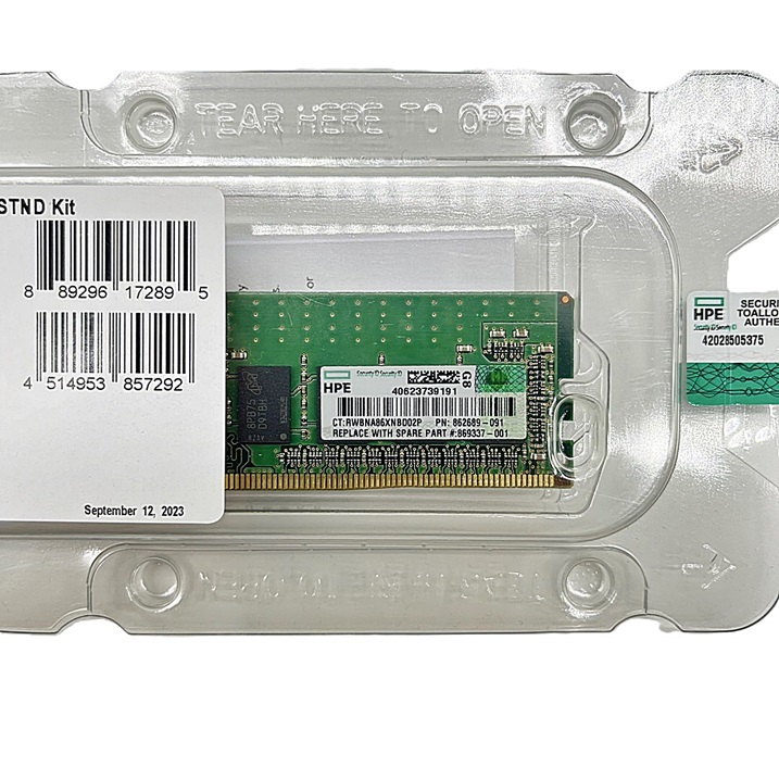 NEW HP 862974-B21 [TorCompTH Thailand ขายจำหน่าย ราคา] HP 8GB 1Rx8 PC4-19200 DDR4-2400MHz UDIMM Memory for DL20 G9