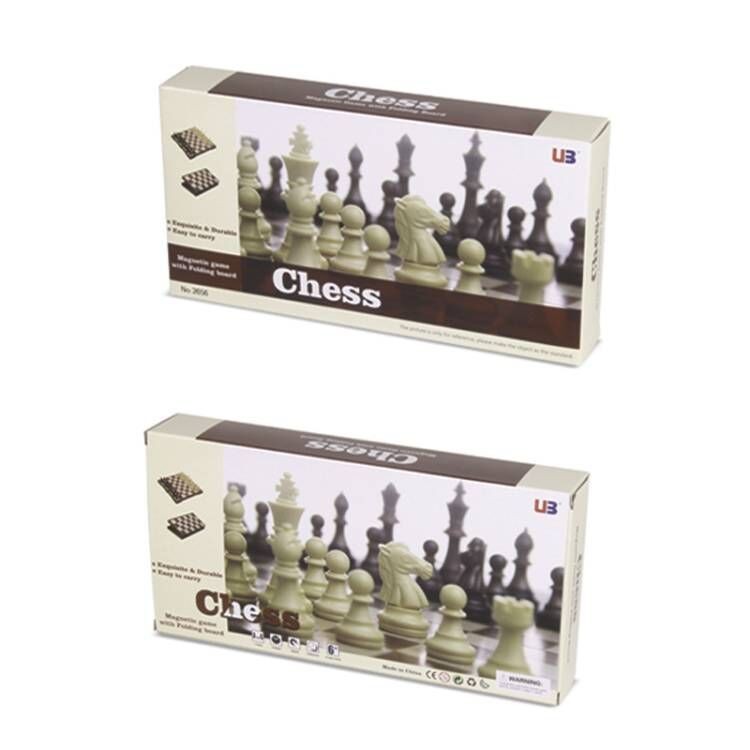 หมากรุกสากลแม่เหล็กพลาสติกลายไม้ Magnetic Chess size M #2656