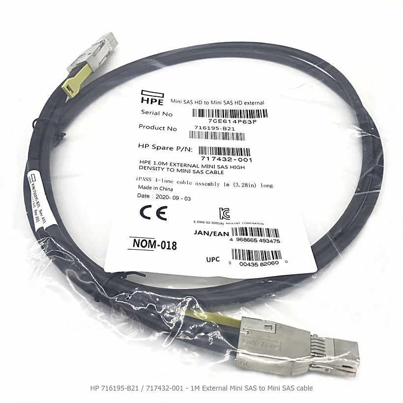 NEW, HP 716195-B21 / 717432-001 [TorCompTH Thailand - ขาย จำหน่าย ราคา] HP 1M External Mini SAS to Mini SAS cable