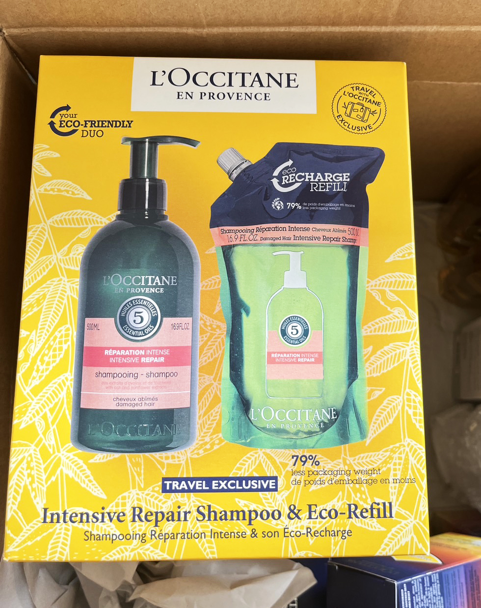 แชมพู L'Occitane Intensive Repair Kit ขวด 500ml.+ถุง refill 500ml. ของแท้