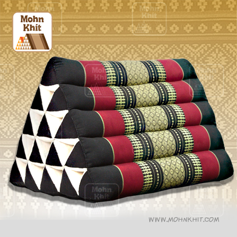 หมอนสามเหลี่ยม15ช่องเดี่ยวลายขิด 52cmx36cmx32cm// Thai Tri-angle Cotton kapok 100%Traditional Floor Cushions .