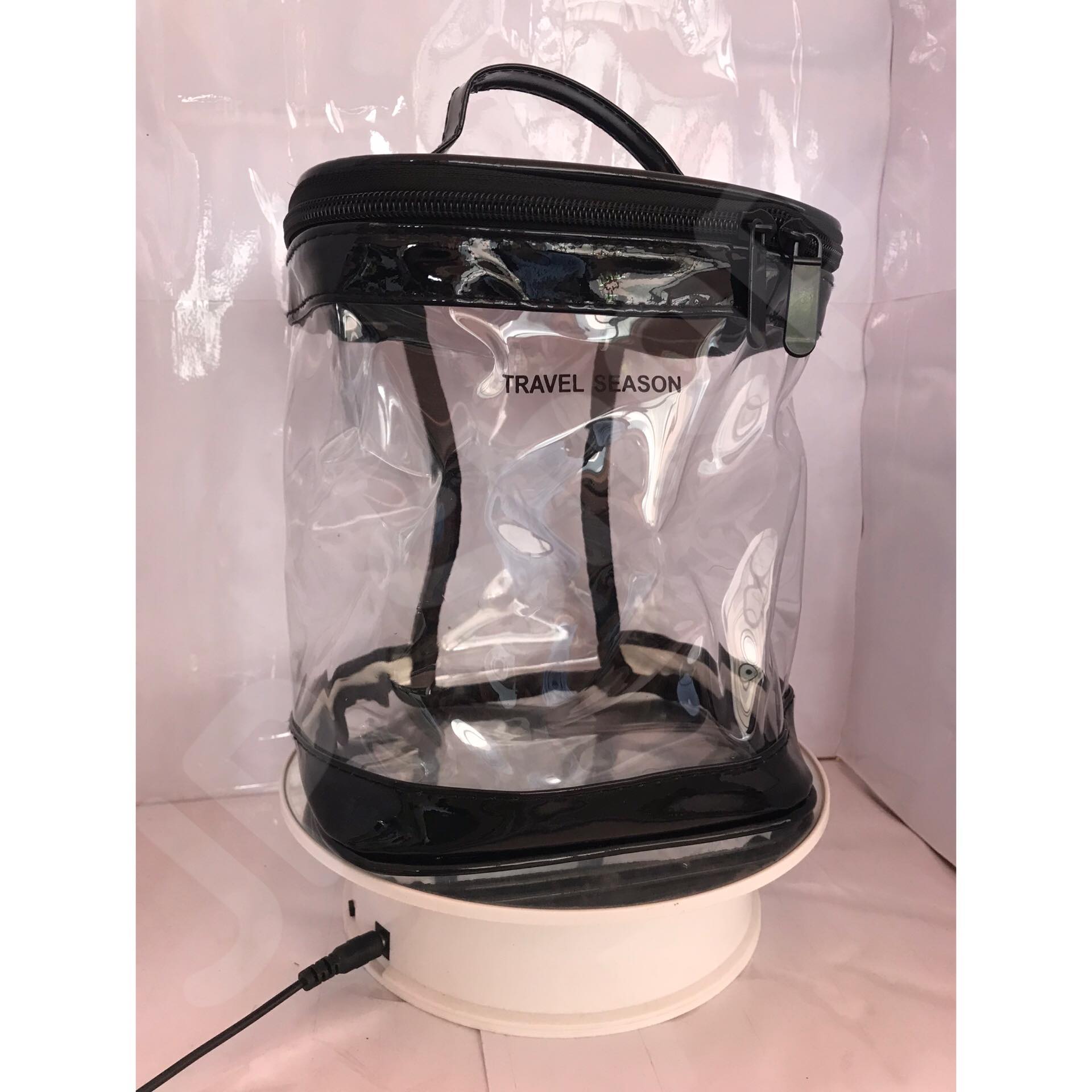 กระเป๋าใส่เครื่องสำอาง ทรงกระบอก สีดำ โปร่งใส ราคา/1 ใบ #0151