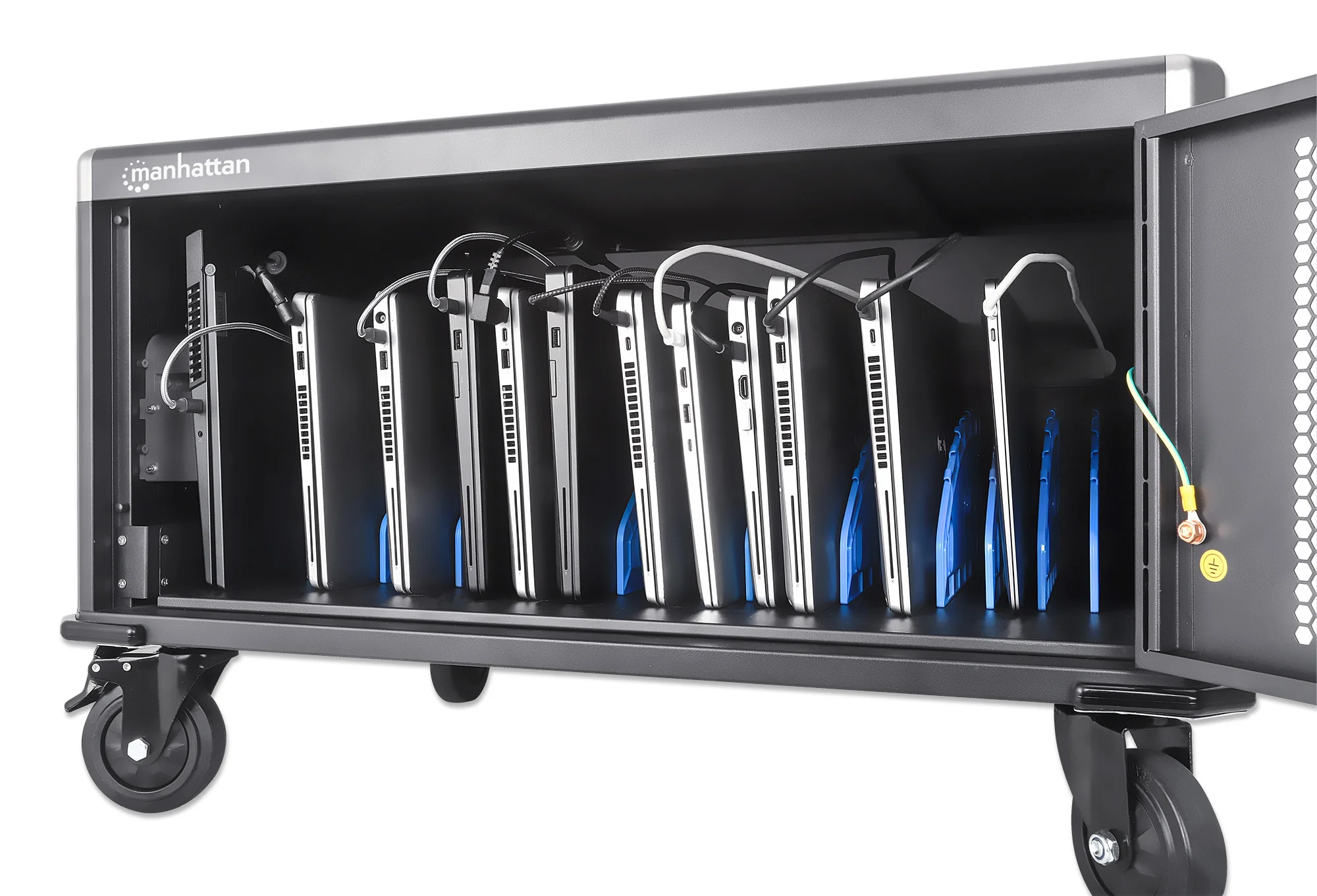 MHT-181181 ตู้ชาร์จอุปกรณ์อิเล็กทรอนิกส์แบบรถเข็น (AC 220 Volts/3080 Watts Charging Cart) รุ่น 20 ช่องเสียบ สำหรับประเทศไทย