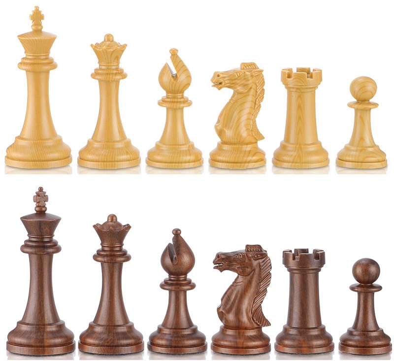 3 1/2" Staunton Series Chess Pieces - Wood Grain ตัวหมากรุกสากลสตอนตัน(ลายไม้)