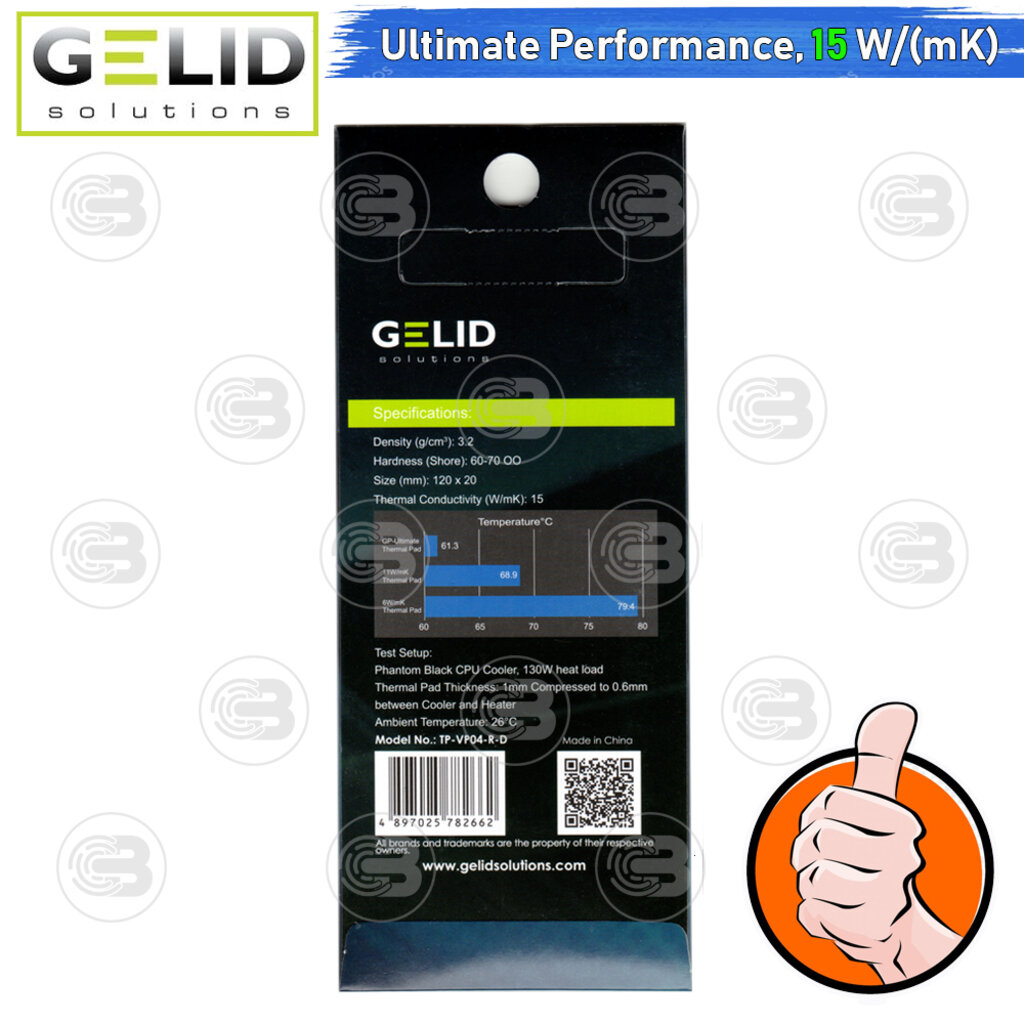 [CoolBlasterThai] GELID GP-ULTIMATE Thermal Pad (2 PCS) 120x20x2.0 mm./15.0 W/mK (TP-VP04-R-D)