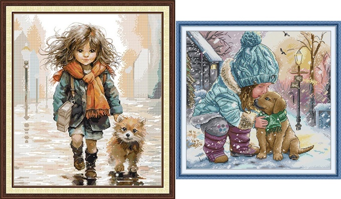 Girl and dog (ไม่พิมพ์/พิมพ์ลาย)