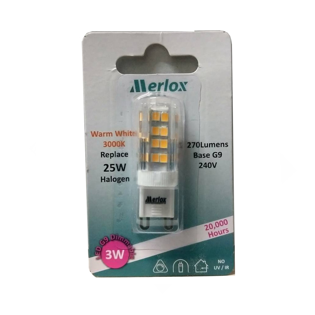 หลอดแคปซูลหรี่ไฟ LED 3W 270LM 3000K G9 MERLOX