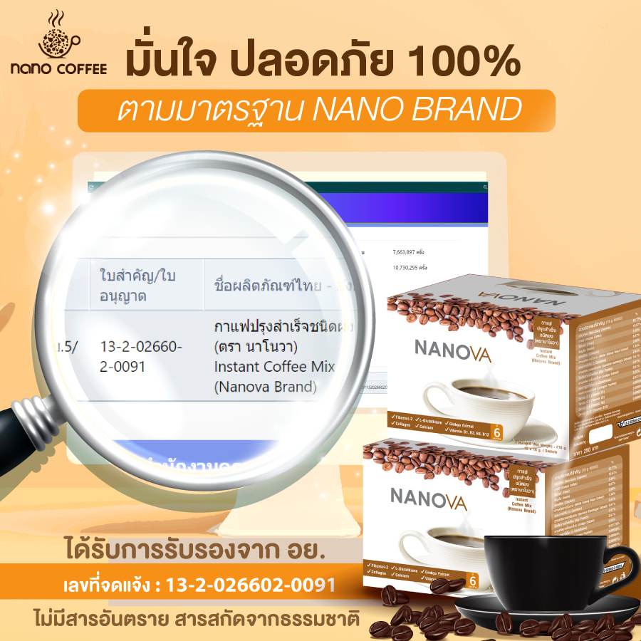 กาแฟเพื่อสุขภาพ(NANOVA) ควบคุมน้ำหนัก ผิวใส ขับถ่ายง่าย เผาผลาญไขมันส่วนเกิน