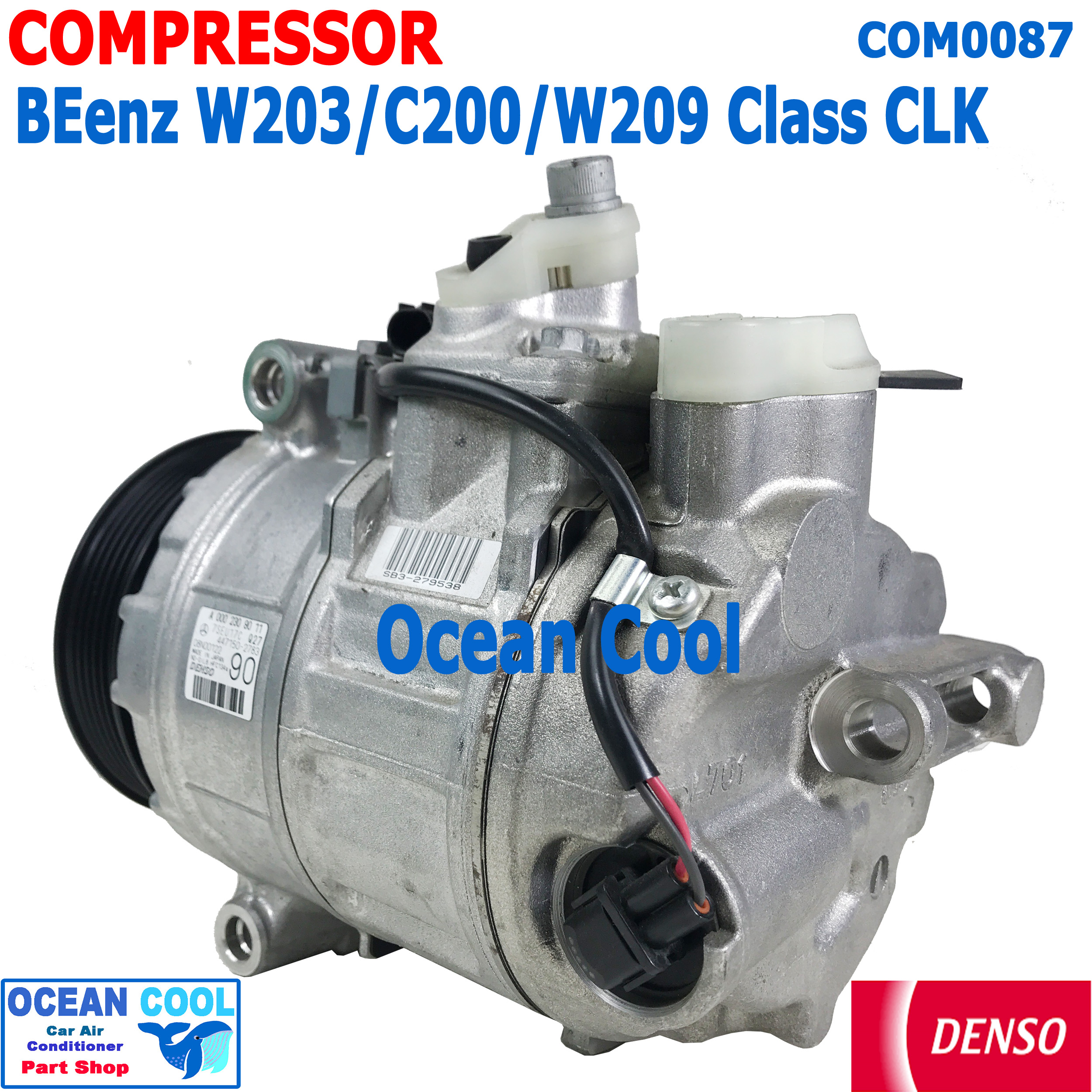 คอมเพรสเซอร์ เบ็นซ์ C-200, W203, W211, W220, E220, S280 COM0087 COMPRESSOR BENZ 7SEU17C DENSO แท้ 447150-2783 คอมแอร์ รถยนต์ 6PK