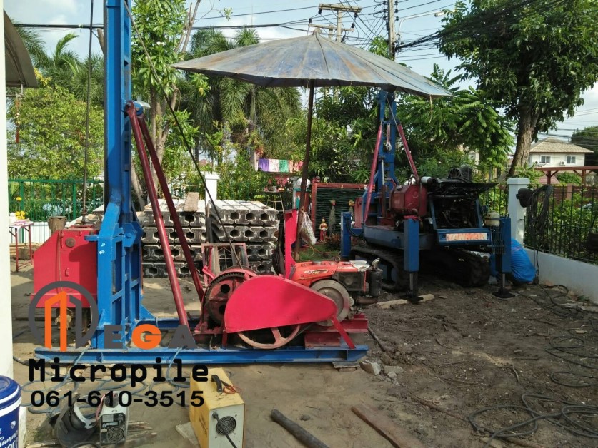 เสาเข็มไมโครไพล์ i22 (Micropile) หน้างานหมู่บ้านชวนชื่น