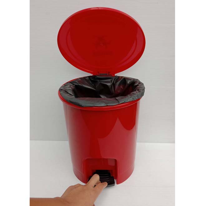 ถังขยะ แบบเหยียบ สีแดง ถังขยะในห้องน้ำ 6 ลิตร
