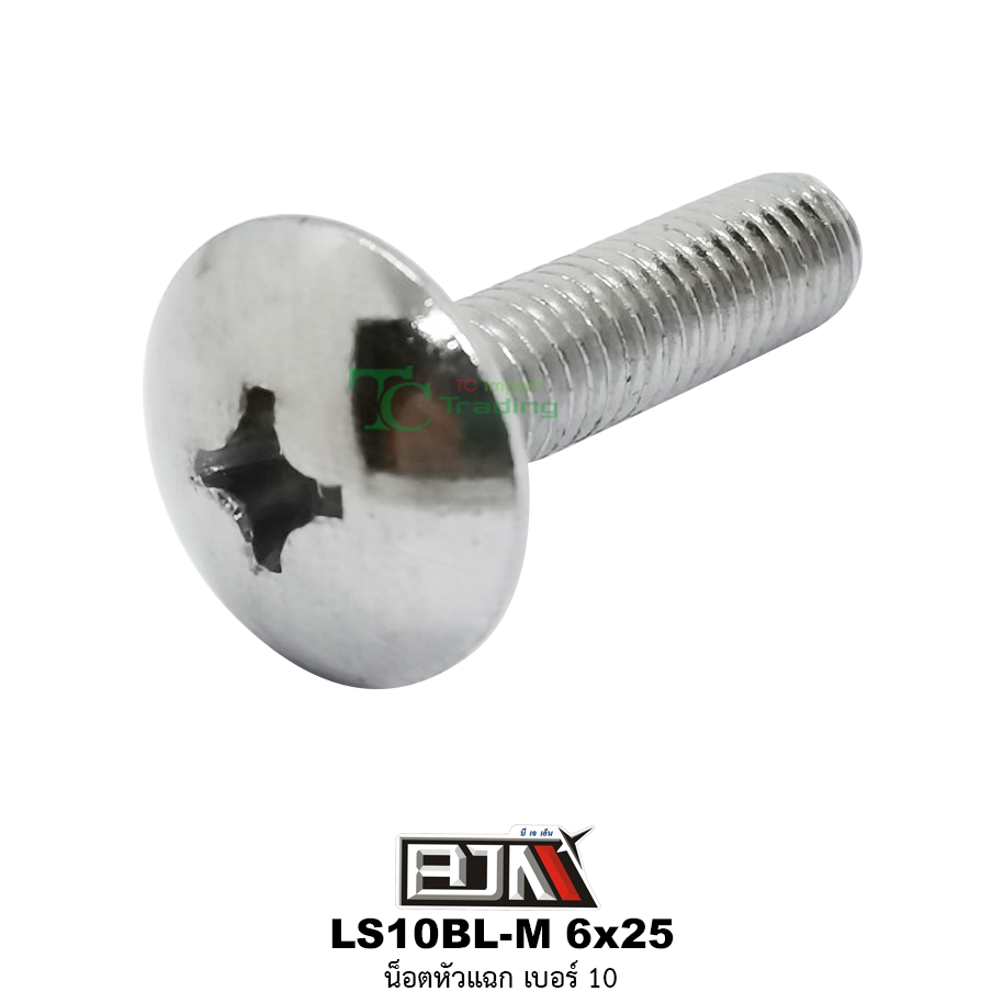 LS10BL-M 6x25 น็อตหัวแฉก เบอร์10 ( 1 ถุงมี 50 ตัว )