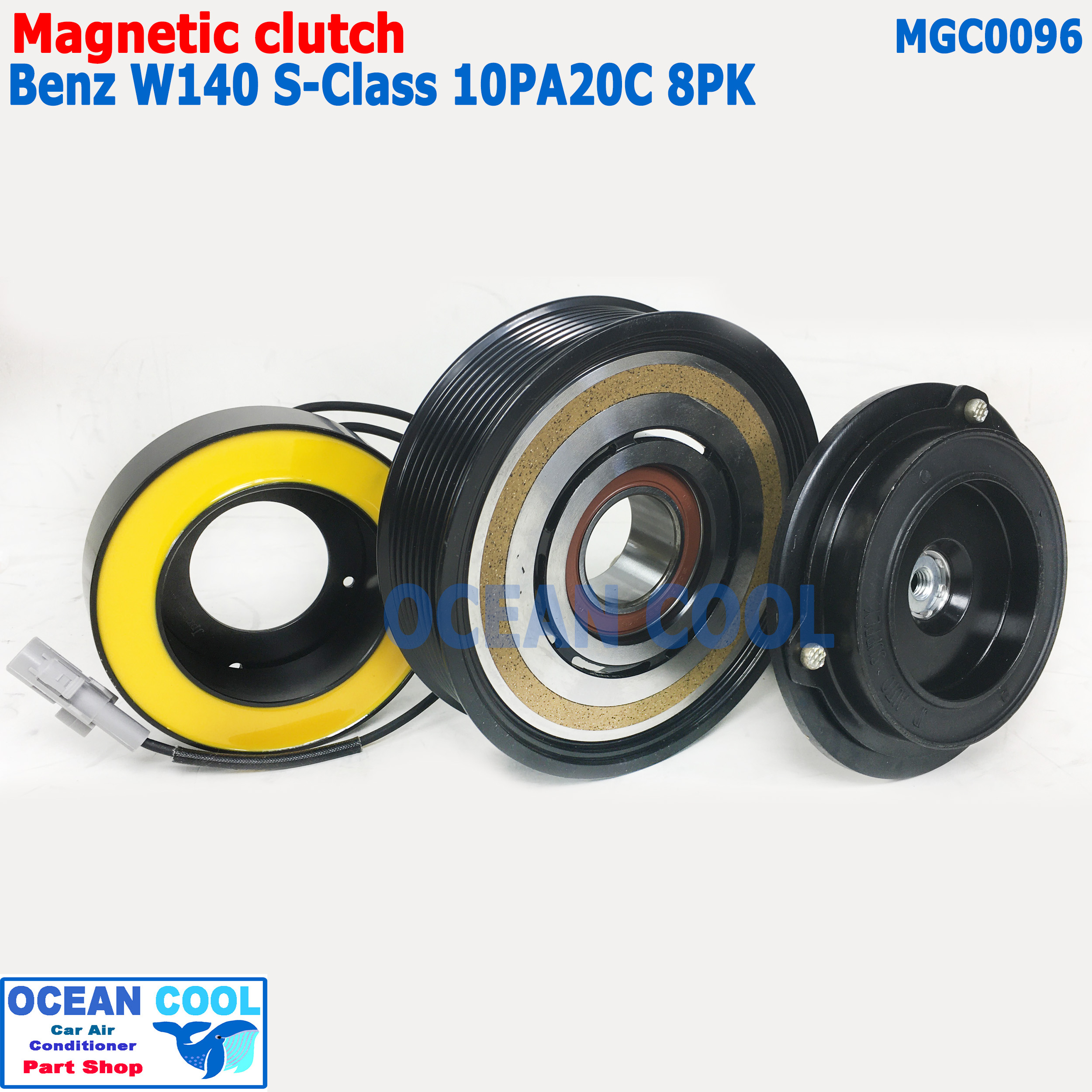 คลัชคอมแอร์ เบนซ์ เอสคลาส W140 10PA20C 8PK MGC0096 ลูกปืน NSK แท้ AC Compressor Clutch Benz 8PK หน้าคลัชคอมแอร์ Benz S-Class หน้าคลัชคอมแอร์ ชุดคลัช