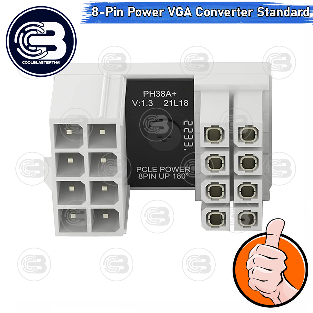 [CoolBlasterThai] Cable Management GPU 8 Pin U-TURN 180 Degree Connector (STANDARD) WHITE
