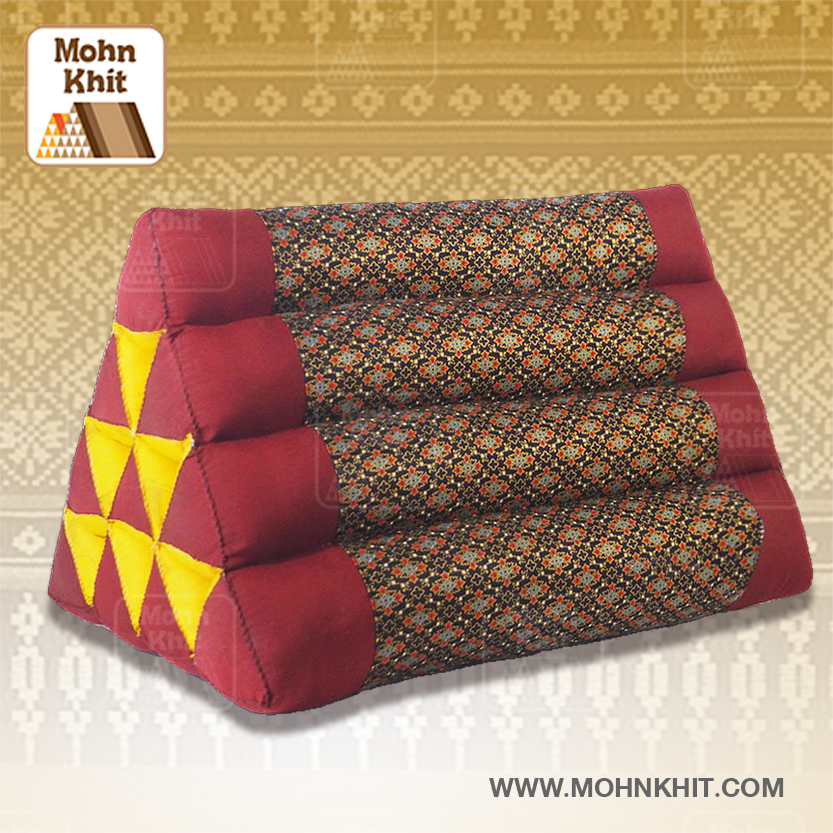 หมอนสามเหลี่ยม10ช่อง50x28x30Cm.Decorate design Triangle kapok 100%Traditional Floor Cushions 10 holes.