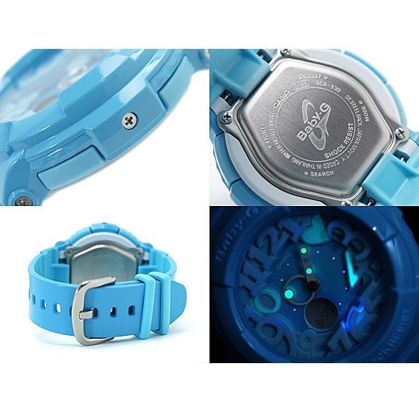 Casio Baby-G สุภาพสตรี Blue Neon Illuminator Digital Watch รุ่น BGA-130-2BDR (Blue)