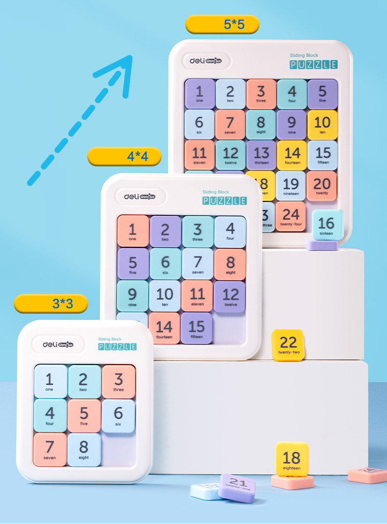 เกมเรียงตัวเลข(แม่เหล็ก) Deli Sliding Block Puzzle ของแท้