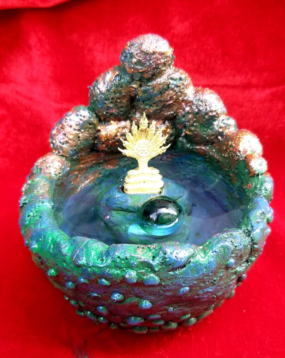 พญานาค 9เศียร 1องค์+ฐานรองถ้ำมรกต,หอยสังข์,ถ้ำภูลังกา ใส่น้ำได้ โชคลาภถูกเลขเบอร์ใหญ่ ปลุกเสกแล้ว แถมยันต์ลูกแก้ว