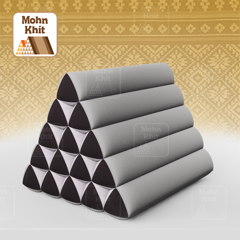 หมอนสามเหลี่ยม15 ช่องเดี่ยว ประกบคู่2สีผ้าฝ้าย 52cmx36cmx32cm// Thai Tri-angle Cotton Design Traditional Floor Cushions.
