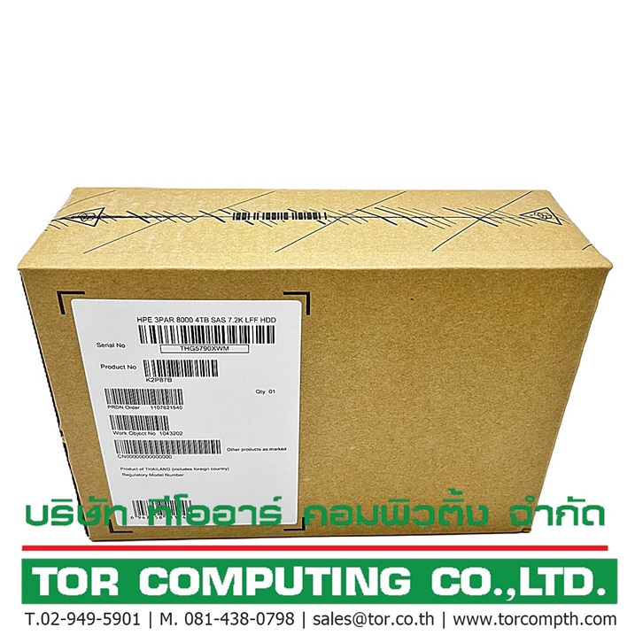 NEW HP K2P87B [TorCompTH Thailand ขายจำหน่าย ราคา] HP 3PAR 8000 4TB 7.2K 12Gb SAS 3.5in HDD