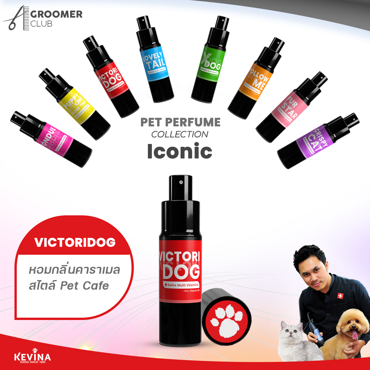 น้ำมันหอมบำรุงขนสำหรับสุนัขและแมว KEVINA Pet iconic กลิ่น VICTORIDOG ขนาด 15 ml.