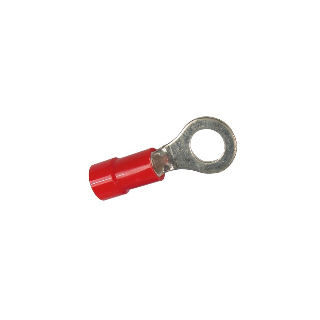 Terminal RV 1.25-8 Red หางปลากลมหุ้ม (100 ตัว)