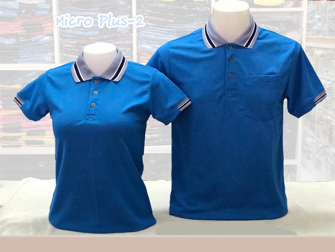 MP3 POLO เสื้อโปโล เสื้อคอกปก เสื้อยูนิฟอร์ม ฟ้าเข้มปกเทาอ่อนกลางกรมท่า