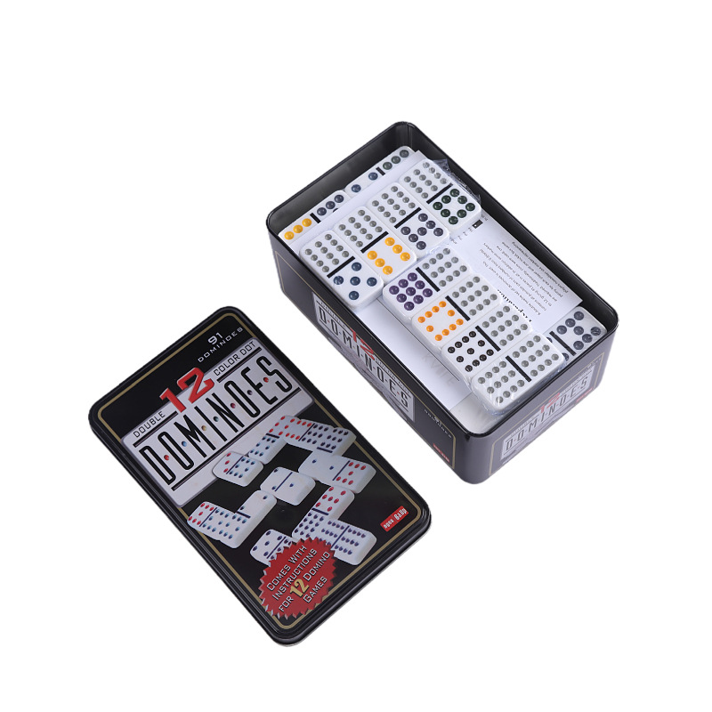 โดมิโน่เมลามีนกล่องเหล็กชุดพรีเมี่ยม Domino Melamine Iron Box Set