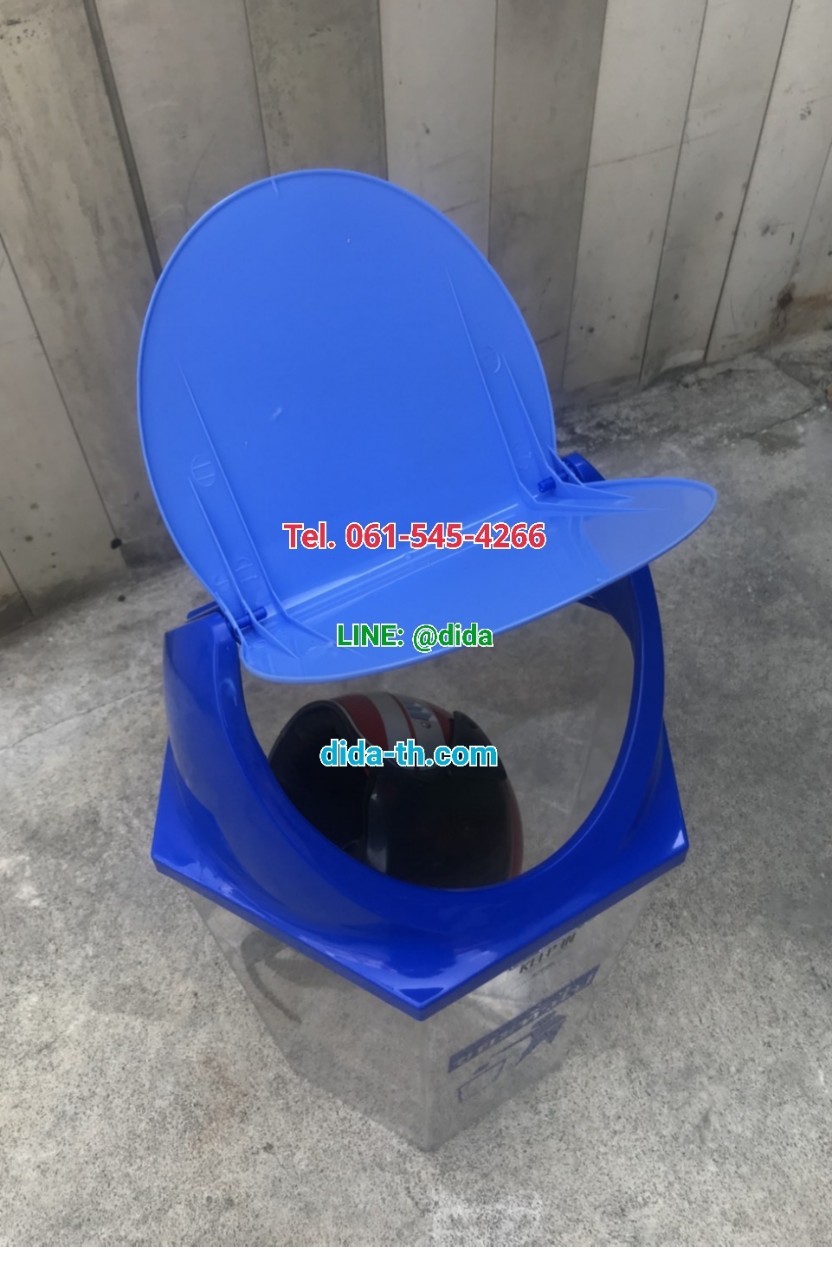 ถังขยะเทศบาล พลาสติกใส หกเหลี่ยม ฝาแกว่ง ความจุ 56 ลิตร