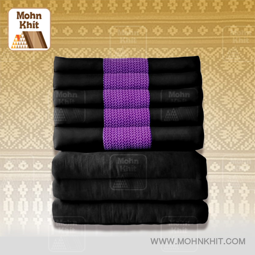 หมอนสามเหลี่ยมตัดต่อแต่งลาย15ช่องติดเบาะ3 พับ //56x180x36cm Tri-angle Cotton kapok 100%Traditional Floor Cushions 15holes with 3part of mattress.