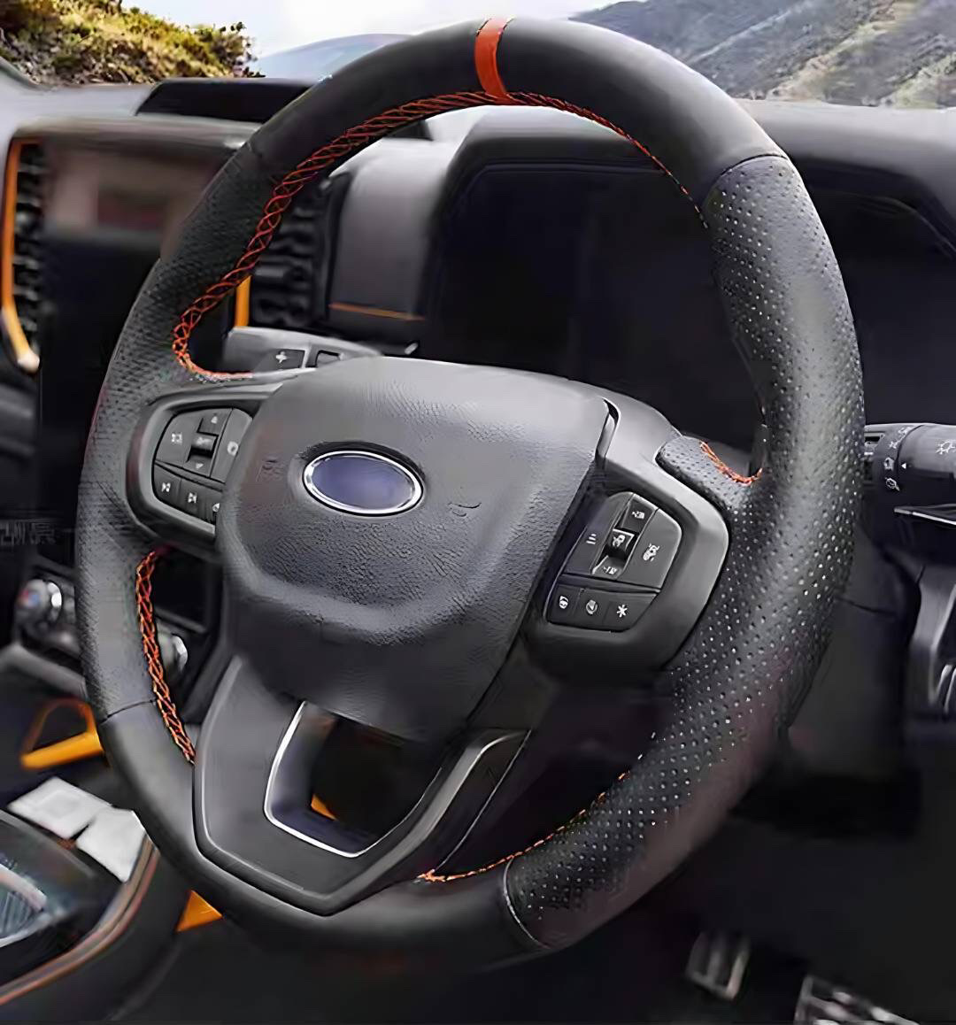 หนังหุ้มพวงมาลัยฟอร์ด Next Gen Everest แบบเข้ารูป รุ่น Raptor Style