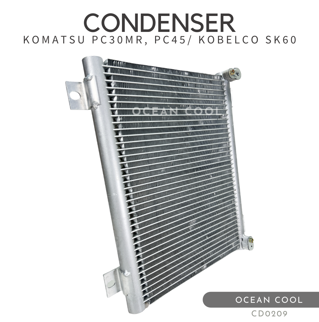 แผงแอร์ โกเบลโก้ เอสเค60 , โคมัตสุ PC30MR , PC45 CD0209 CONDENSER KOBELCO SK60 , KOMATSU PC30MR , PC45 แผงรังผึ้งแอร์ คอยล์ร้อน คอยล์ร้อน คอนเดนเซอร์