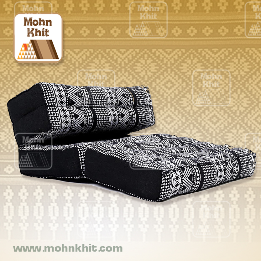 เบาะหมอนขิดลายเขียนเทียน 3 พับ,เบาะนั่งสมาธิพับได้ 54x76x12cm //Foldable Meditation Floor Seat 2 in 1 Set Meditation Pillow.
