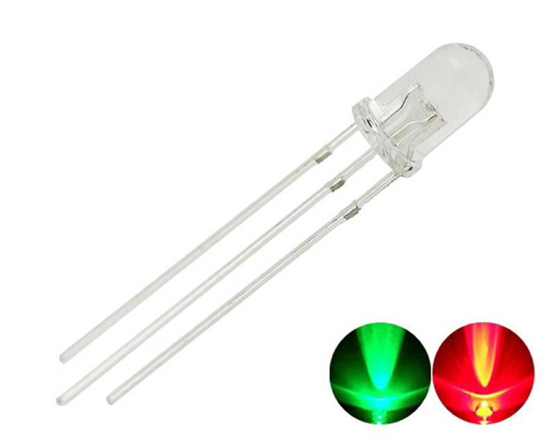 หลอด LED ขาว 3mm. 3 ขา เปลี่ยนสีเขียว-แดง