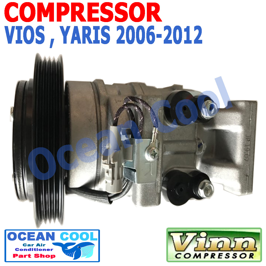 คอมเพรสเซอร์ ยาริส ปี 2006 - 2012 วีออส ปี 2007 - 2012 10J11C COM0004 คอมแอร์รถยนต์ คอมแอร์ คอมเพลสเซอร์ Compressor TOYOTA YARIS , VIOS 2008 2009 2010 2011 OCEAN COOL โตโยต้า วีอ๊อส ยาริต พ.ศ. 2549 ถึง 2555 อะไหล่ แอร์ รถยนต์ 2550 2551 2552 2553 2554 2008