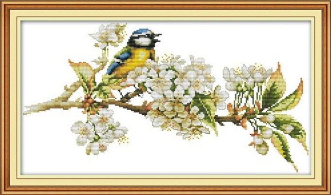 Bird & Flowers (ไม่พิมพ์/พิมพ์ลาย)