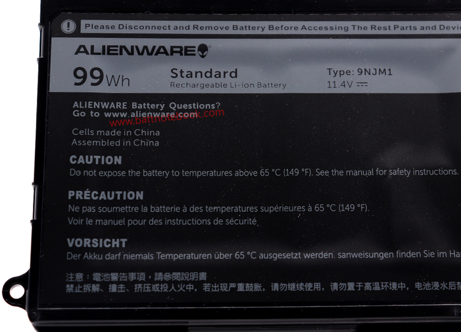 แบตเตอรี่ โน๊ตบุ๊ค Dell Alienware 15 R4 99Whr 9NJM1 แท้ศูนย์ Dell Battery notebook Dell Alienware 15 R4 แบตแท้ ประกัน ศูนย์ Dell Thailand