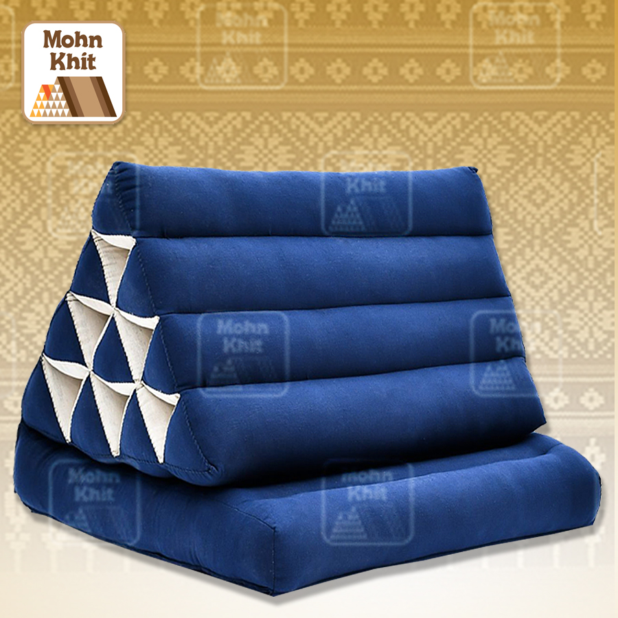หมอนสามเหลี่ยมสีพื้น10 ช่องติดเบาะ 1 พับ 50x35x76Cm Tri-angle Khit kapok 100%Traditional Floor Cushions 10 holes with 1part of mattress.