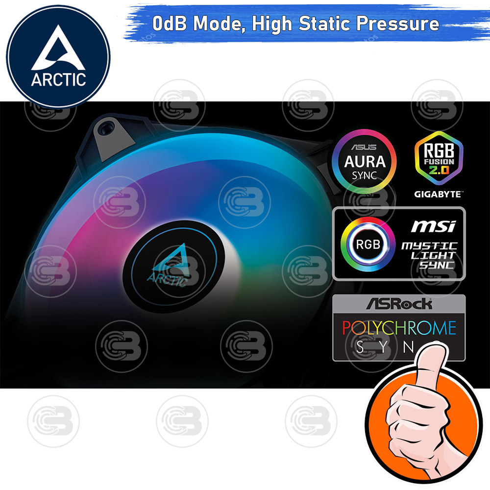 [CoolBlasterThai] ARCTIC P12 PWM PST A-RGB 0dB Black (size 120 mm.) PC Fan Case ประกัน 6 ปี