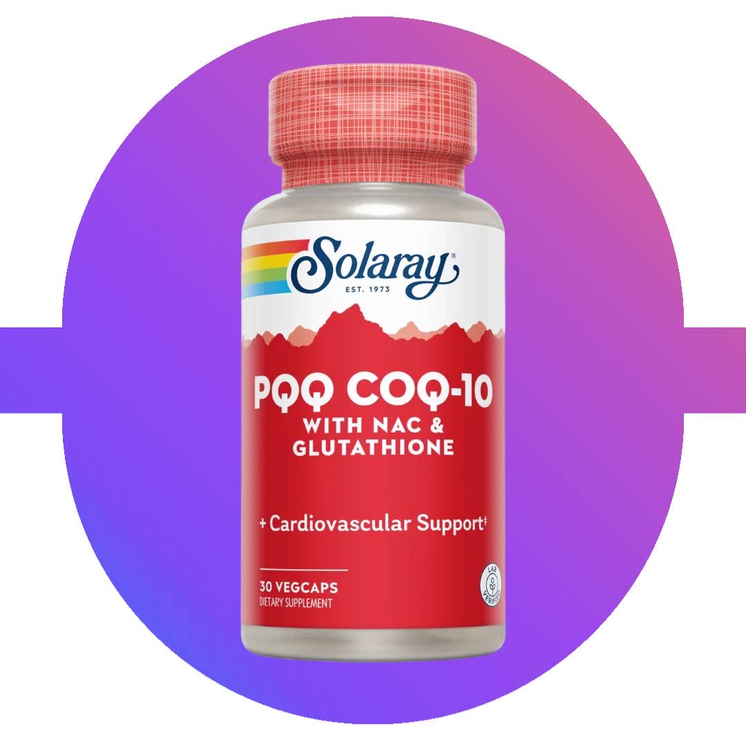 Solaray PQQ CoQ-10 NAC & Glutathione 30 VegCaps สูตรพิเศษนี้ช่วยเสริมโภชนาการเพื่อระบบหัวใจและหลอดเลือดที่แข็งแรงและการผลิตพลังงานในระดับเซลล์ที่เป็นไปตามปกติ รวมถึงขับสารพิษตับด้วย